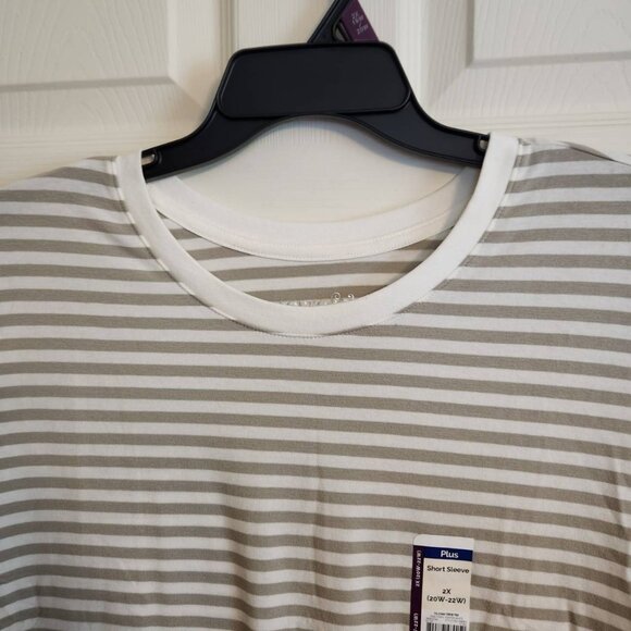 Terra & Sky Plus Short Sleeve Striped Top 2X Tencel Modal Fibers - Picture 3 of 6